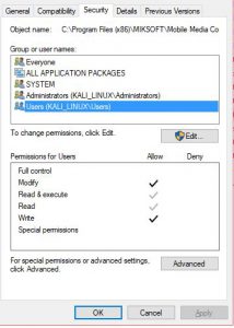 Config settings- File Permissions