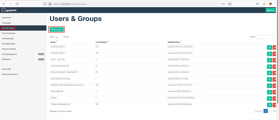  Create Users & Groups with GoPhish

