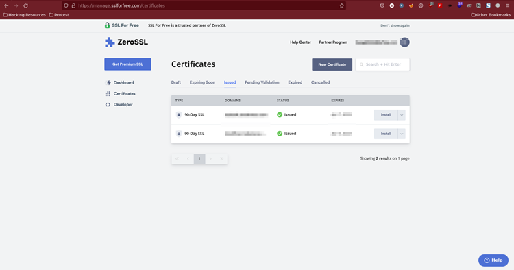 Create new SSL certification
