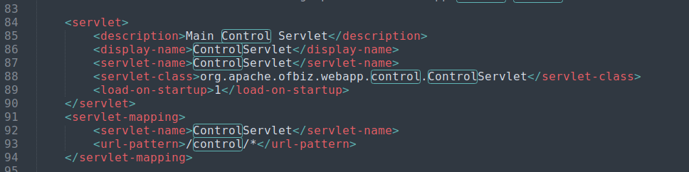 OFBiz web.xml mapping web application routing for the XML-RPC endpoint