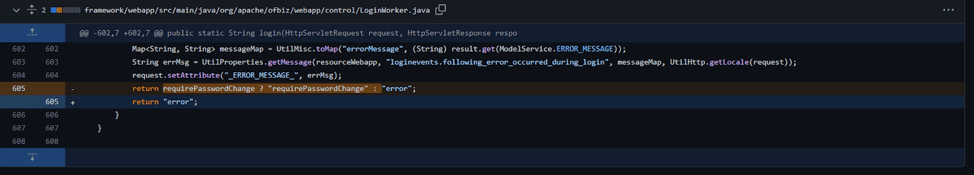 Patched code using UtilValidate.isEmpty for safer handling of null and empty values
