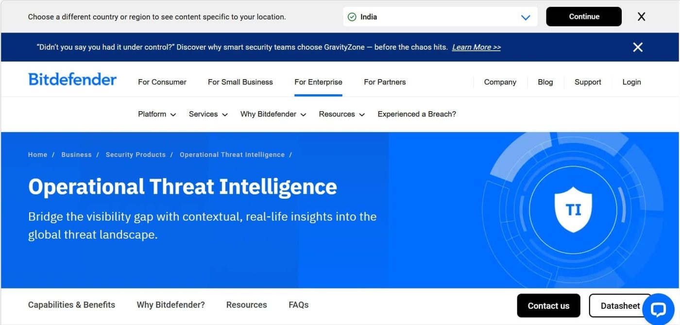 Bitdefender Intelligence screenshot