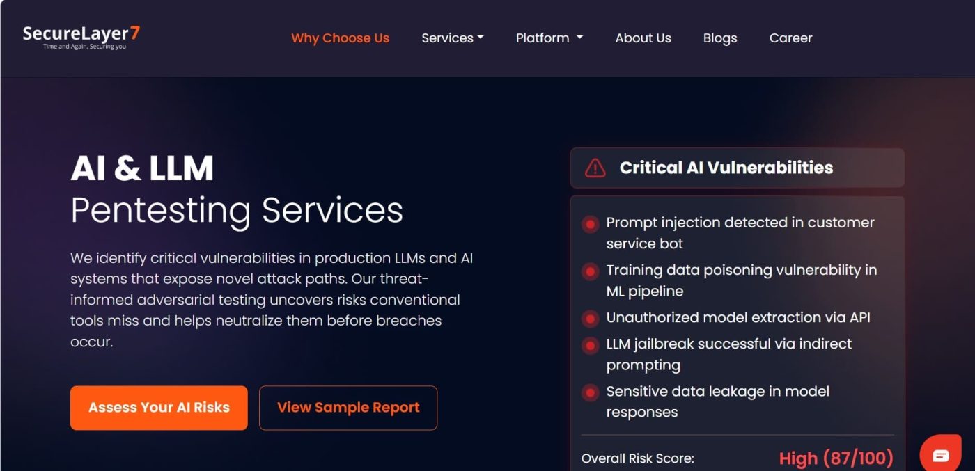 securelayer7 AI and LLM penetration testing services