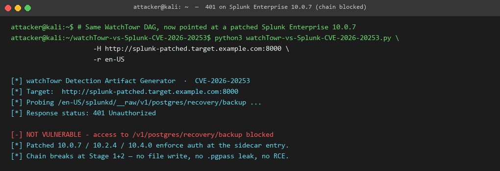 Stage 1 blocked on Splunk Enterprise