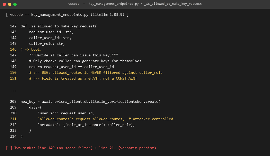 vulnerable code litellm