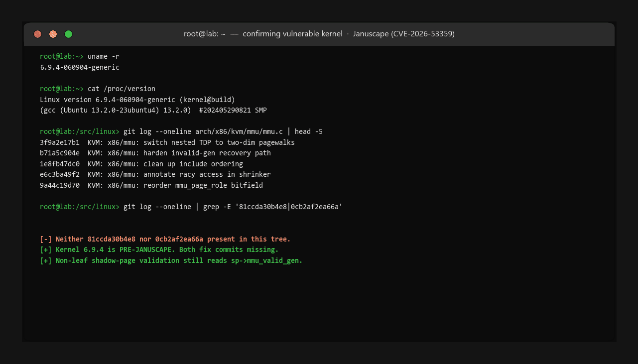 vulnerable kernel verification