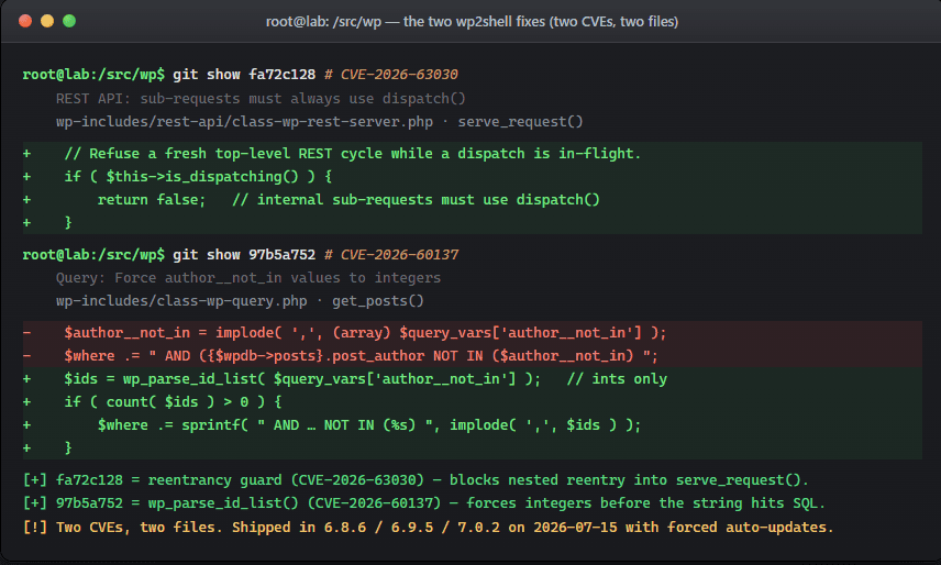 Two CVEs in two files