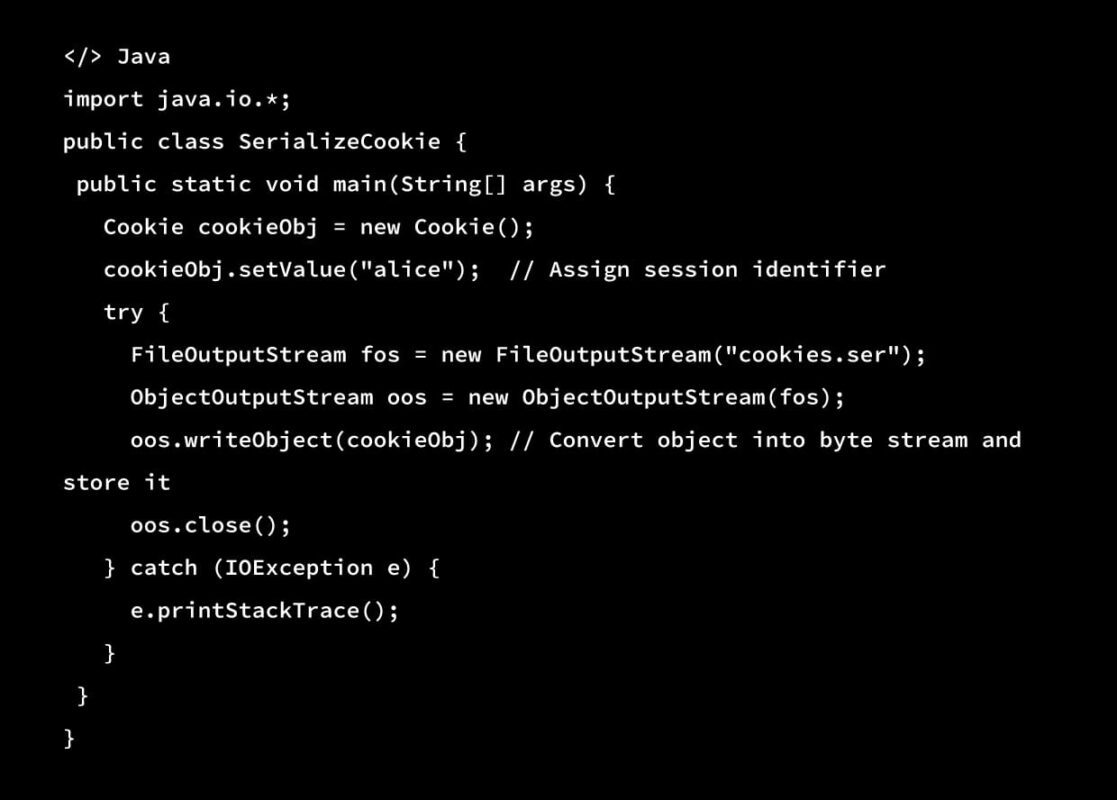 cookie manipulation  java Deserialization example